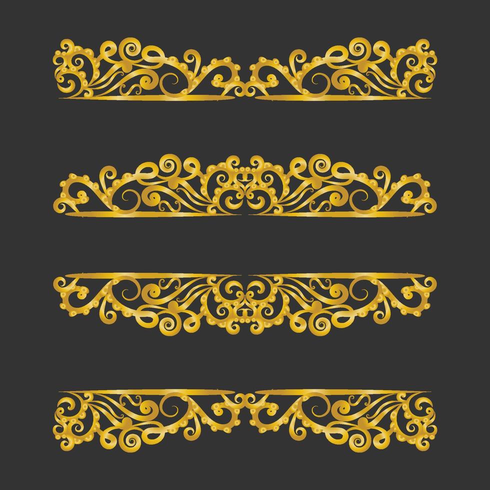 Decorative gold title frame isolated on dark green color background classic ornament vector