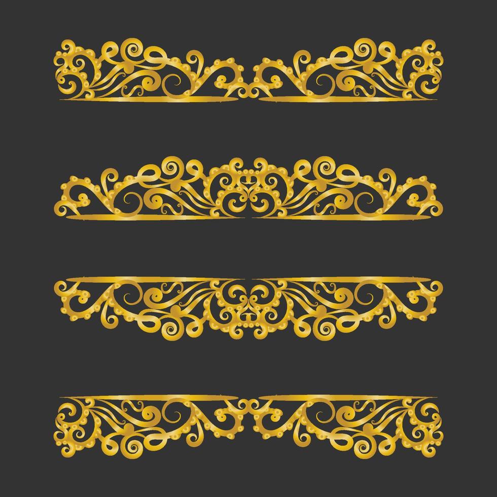 Decorative gold title frame isolated on dark green color background classic ornament vector