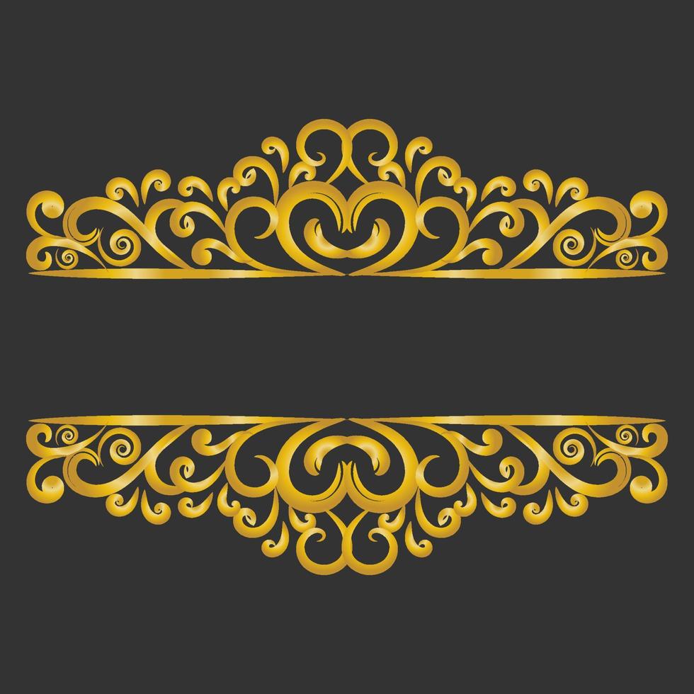 Decorative gold title frame isolated on dark green color background classic ornament vector