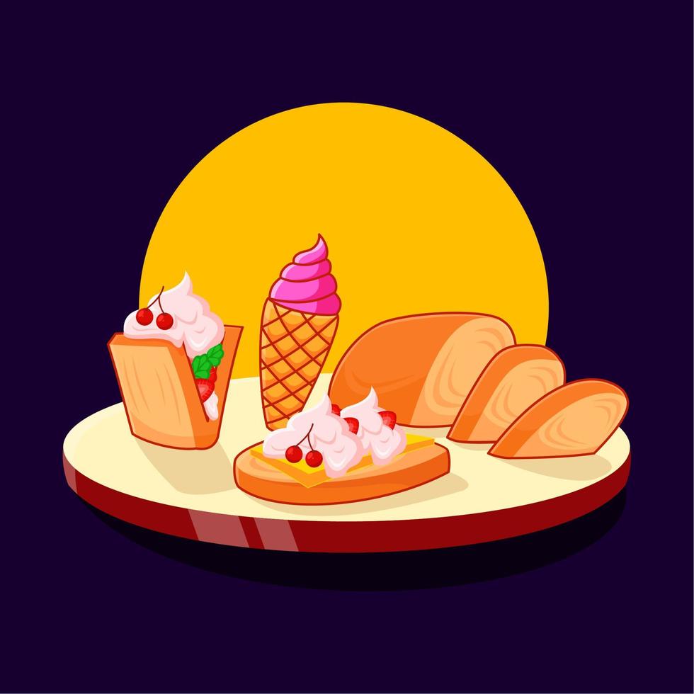 bread and ice cream dessert, suitable for social media elements vector