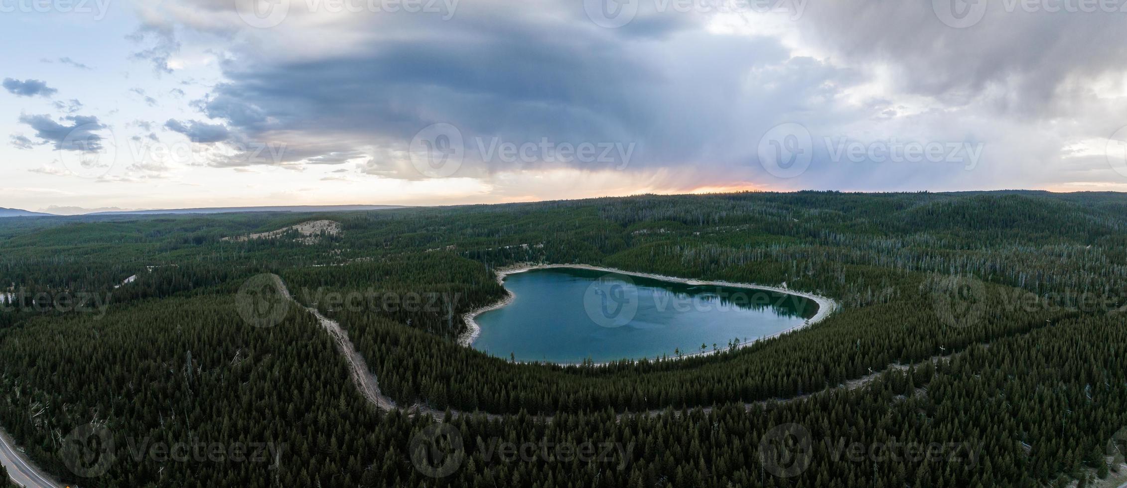 Beautiful evening view of the Yellowstone National Park photo