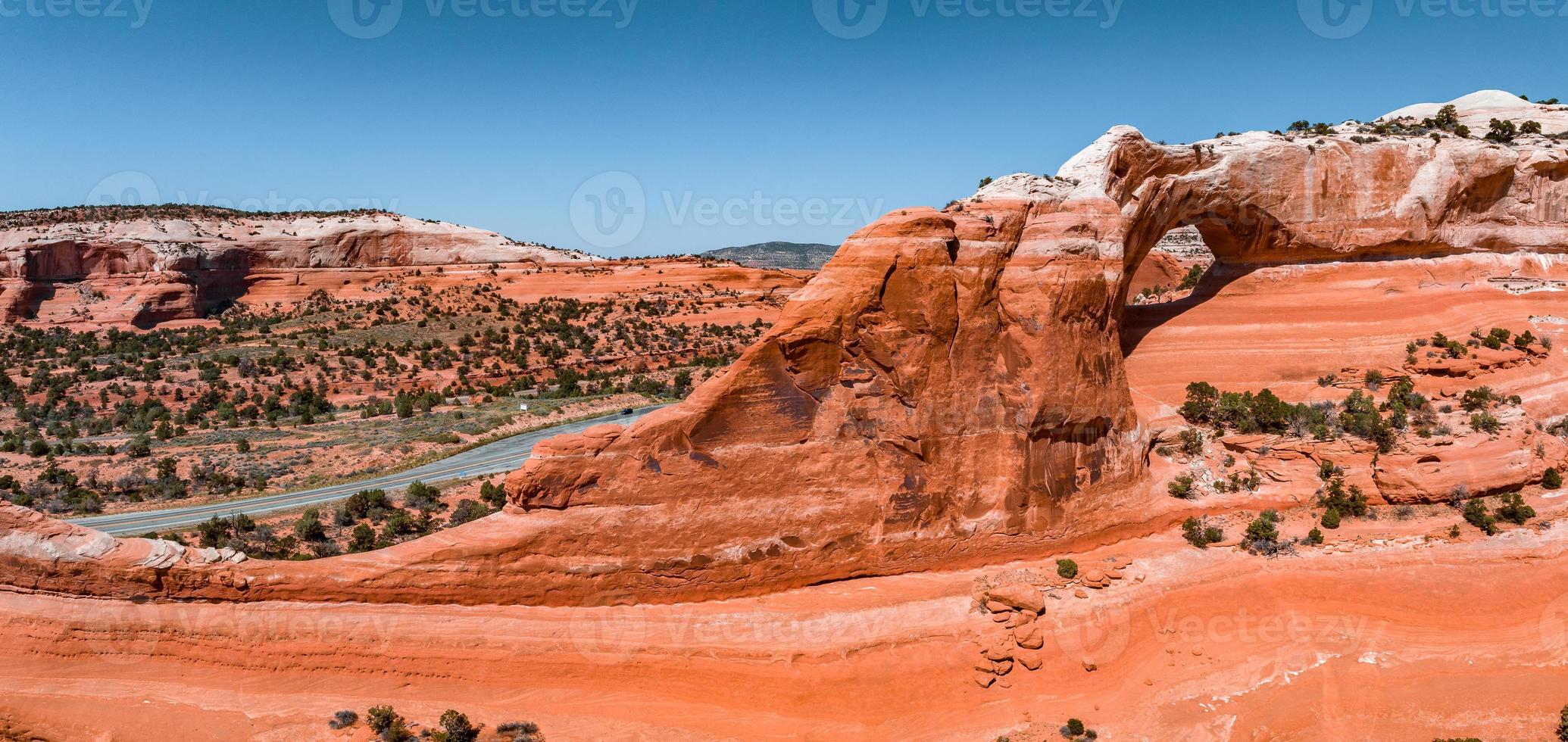 Endless desert view of Arizona, USA. Red rocks, no life for miles. photo