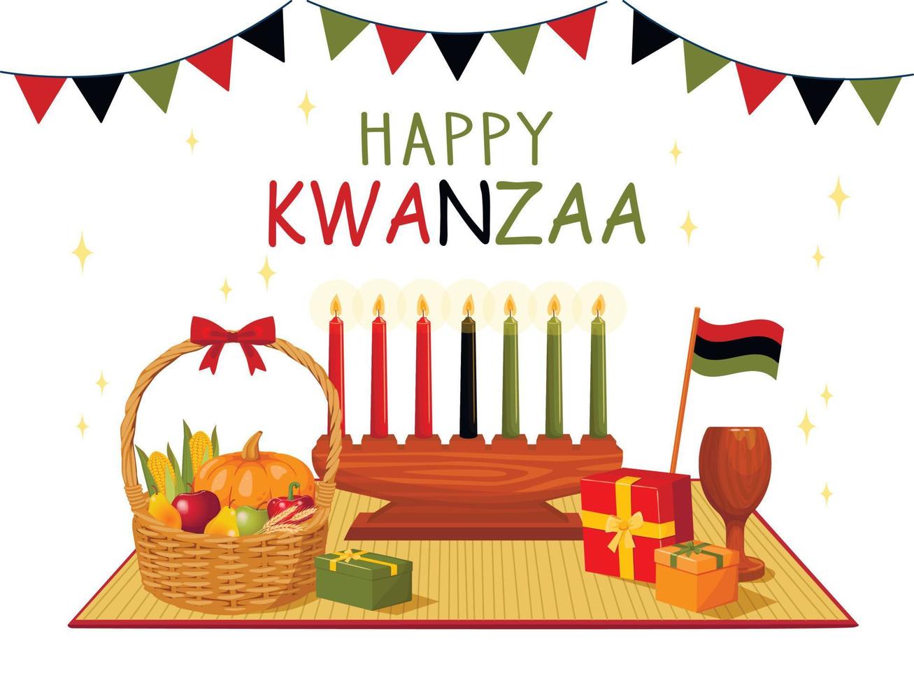 illustration of Happy Kwanzaa greetings for celebration of African American holiday festival of harvest vector