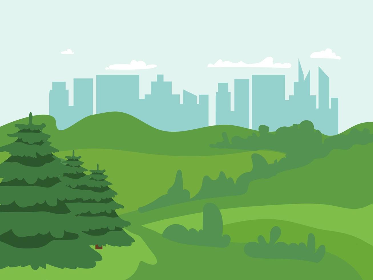 Beautiful scene of nature with sun rising over mountrain in the morning, lanscape vector illustration