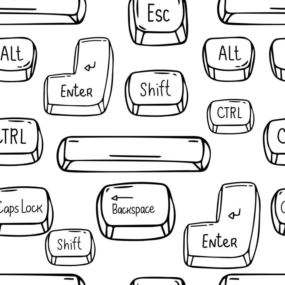 Computer keyboard background seamless. Abstract vector pattern texture seamless. White Illustration buttons keyboard.