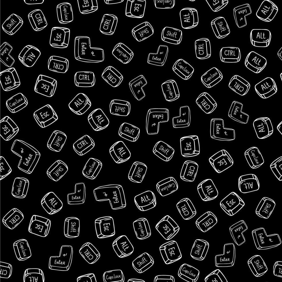 fondo de teclado de computadora sin problemas. textura de patrón vectorial abstracto sin costuras. teclado de botones de ilustración blanca. vector