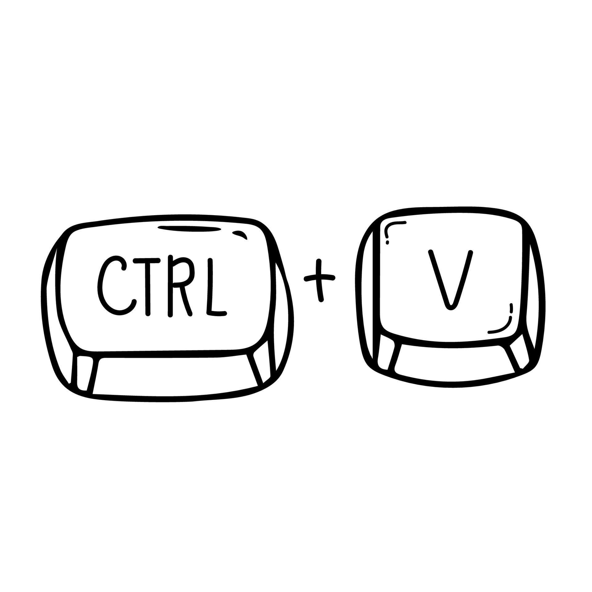 Ctrl and V keyboard shortcut vector illustration, Paste keyboard