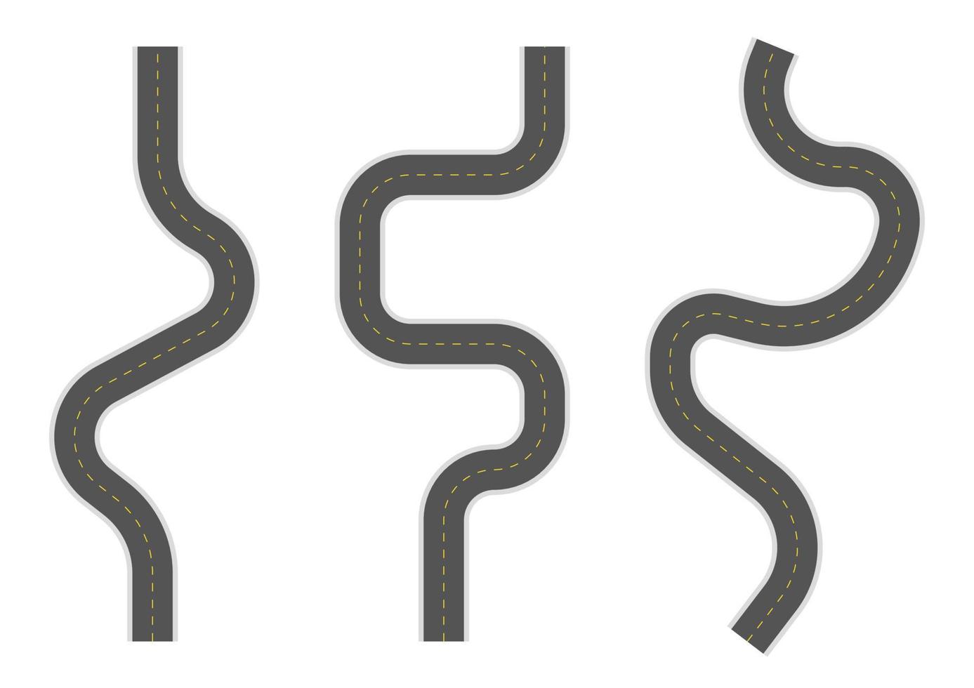 Set of different winding roads top view vector