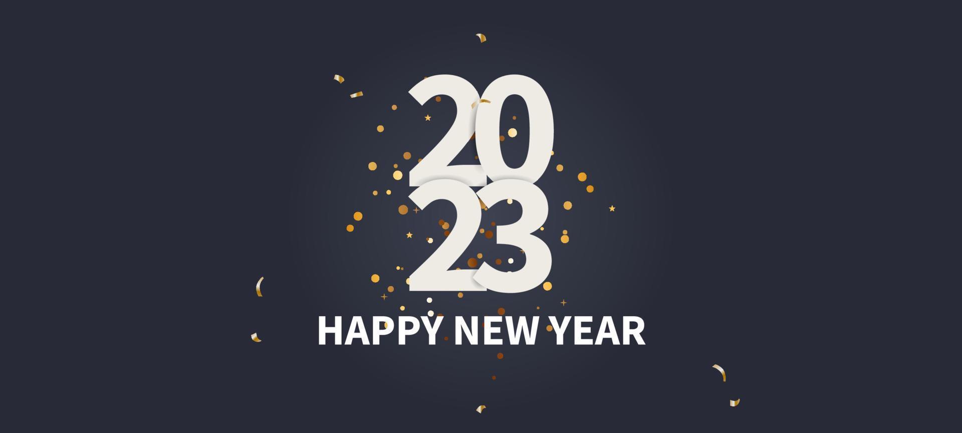 Happy New Year 2023 banner on black background vector