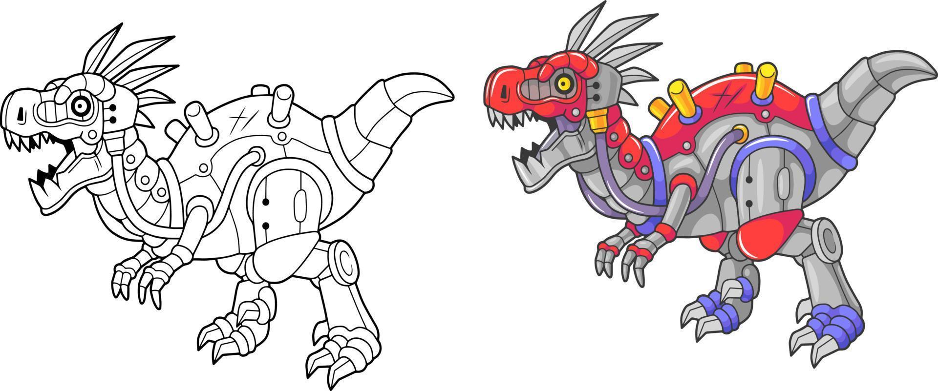 prehistoric robot dinosaur velociraptor, funny illustration vector
