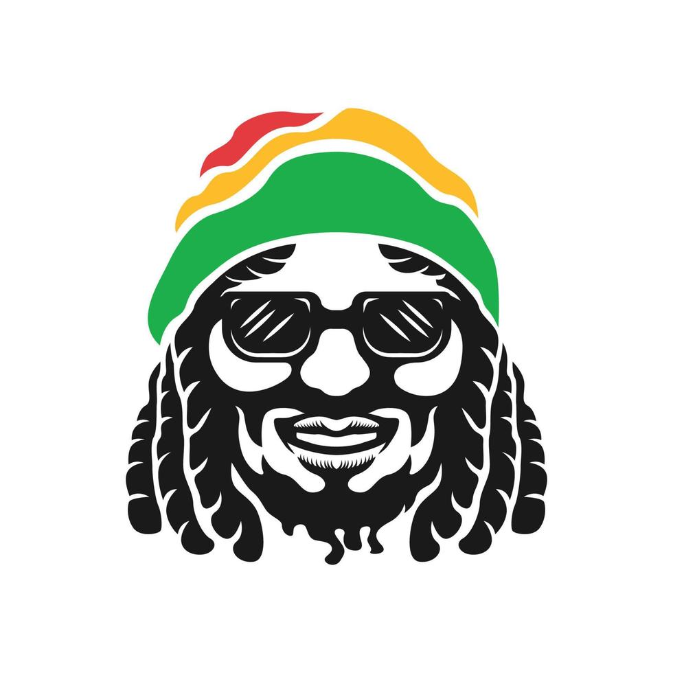 rastaman with eyeglasses logo vector illustration