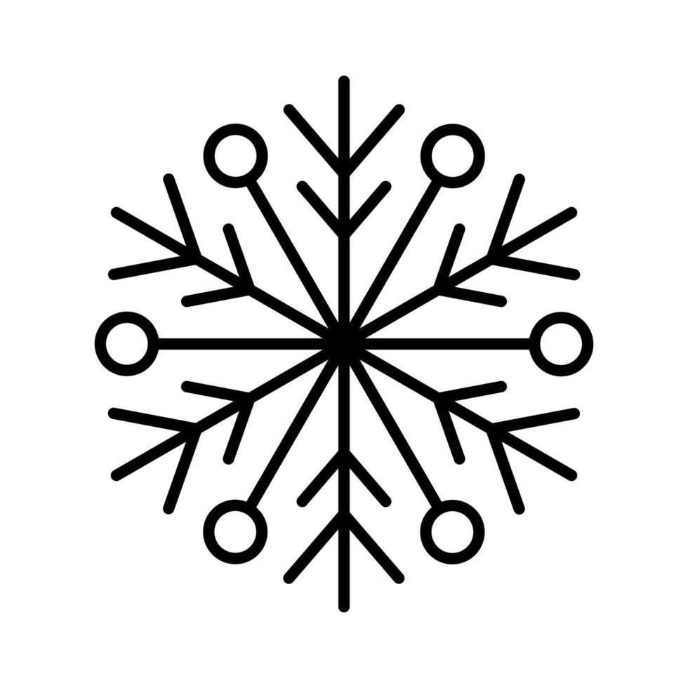 Hand drawn vector line winter snowflake of isolated icon silhouette on white background illustration. perfect for all design