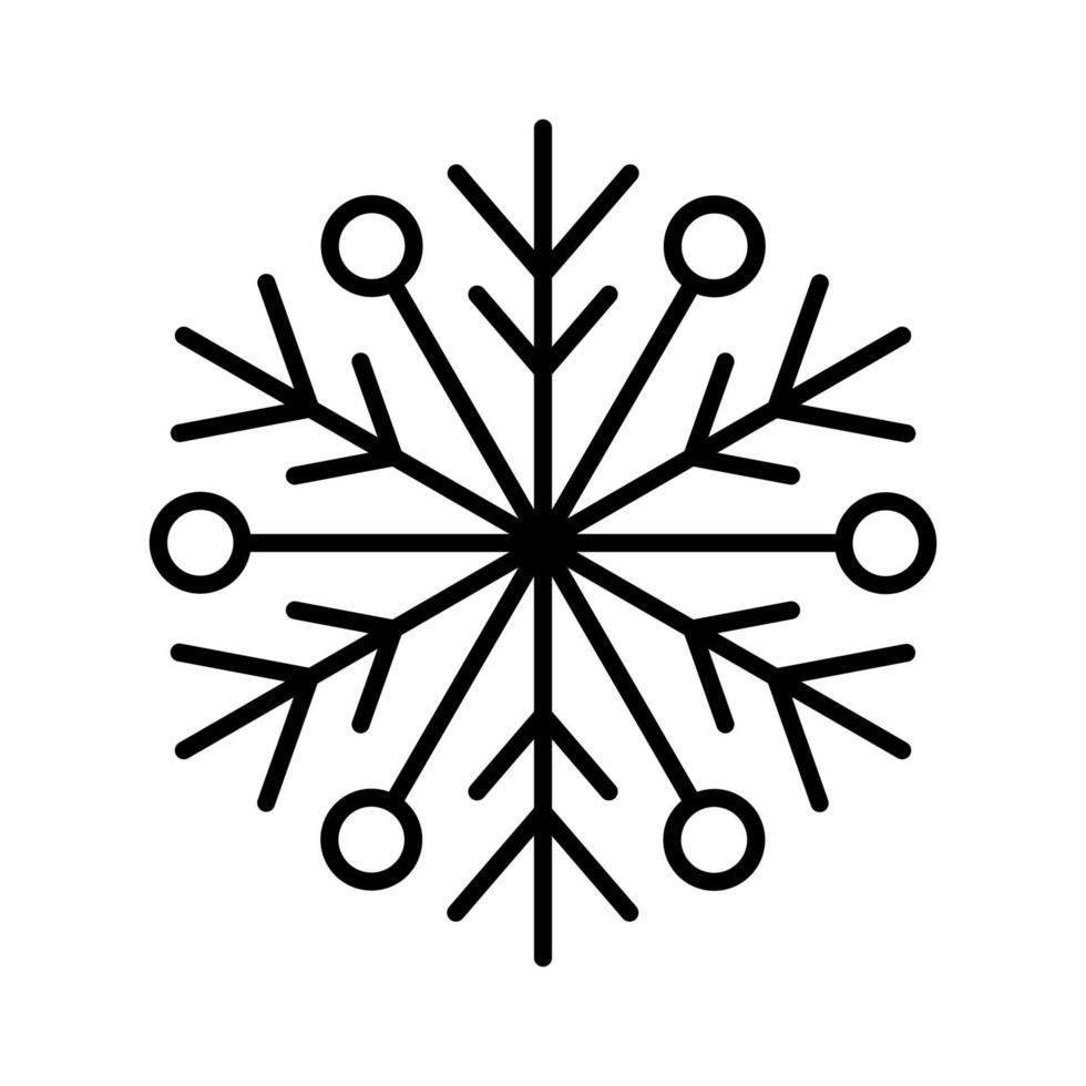 Hand drawn vector line winter snowflake of isolated icon silhouette on white background illustration. perfect for all design