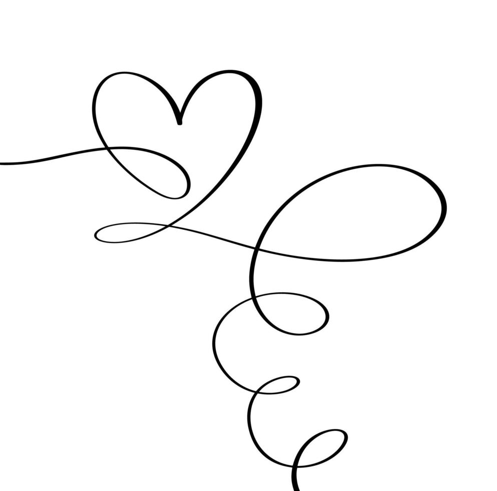 Vector curly heart love sign forever. Infinity romantic symbol linked, join, passion and wedding. Template for card, poster. Design flat element of valentine day illustration