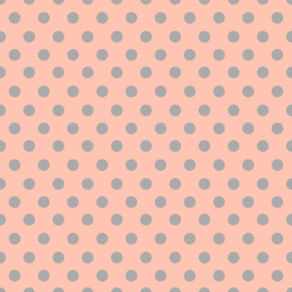 Seamless grey polka dots on peach color background. vector