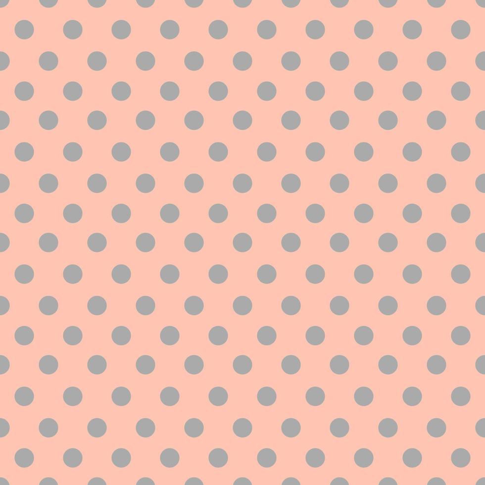 Seamless grey polka dots on peach color background. vector