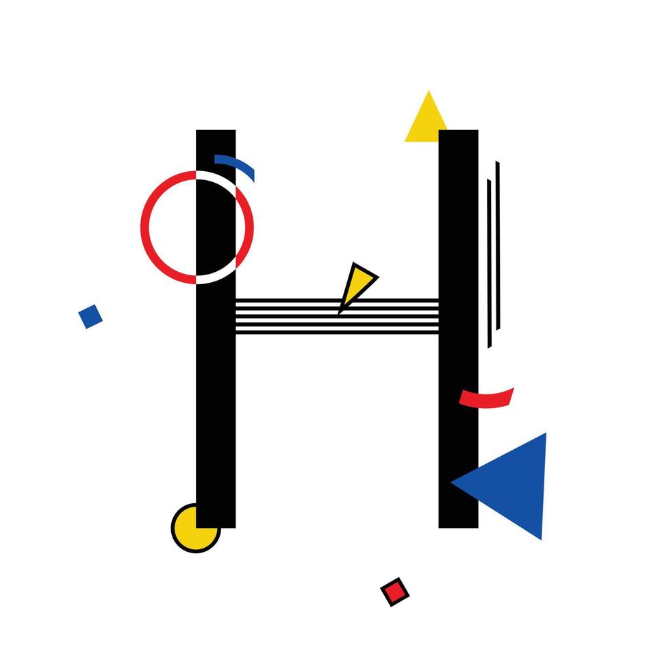Capital letter H  made up of simple geometric shapes, in Suprematism style vector
