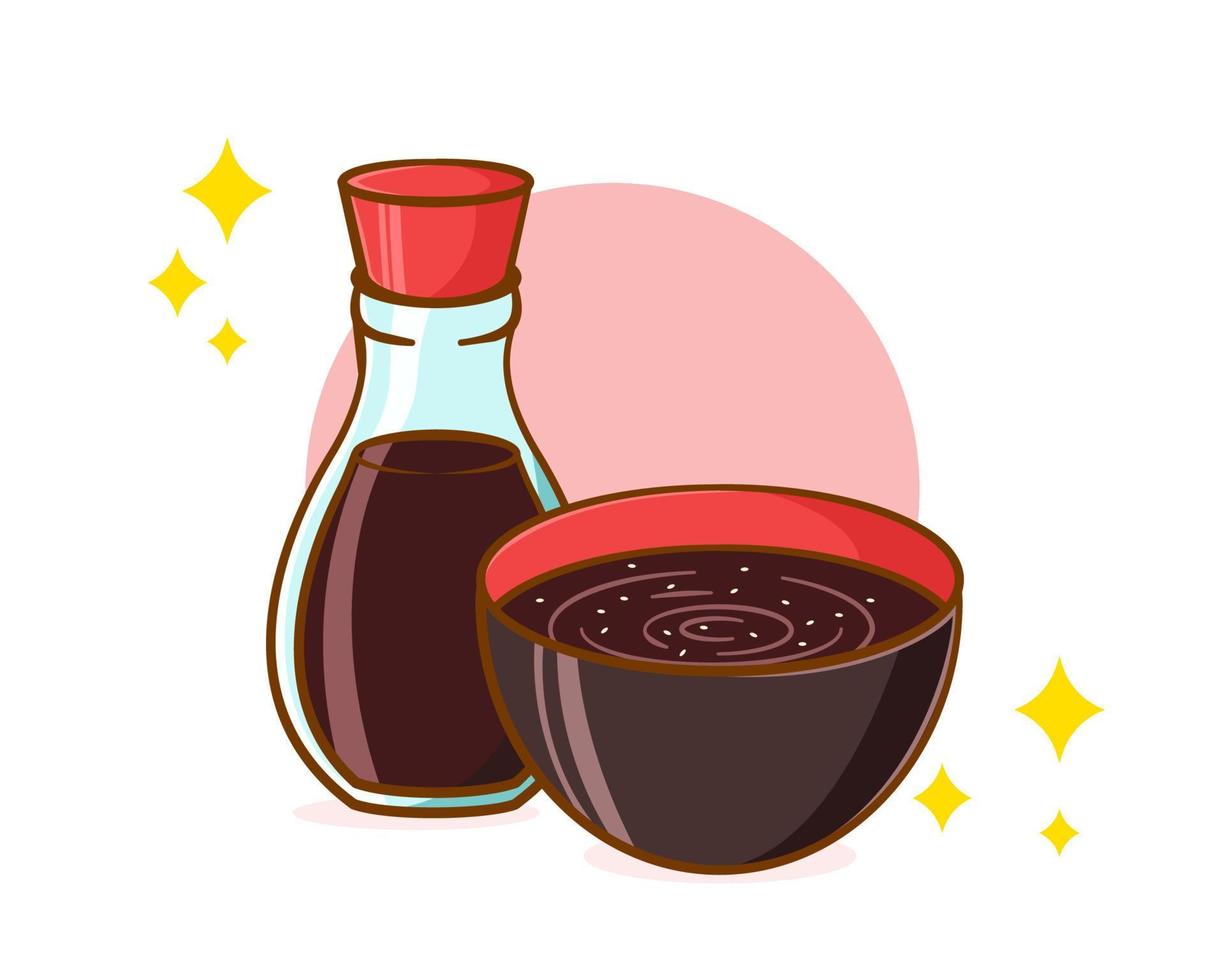 Cute japanese soy sauce cartoon illustration vector