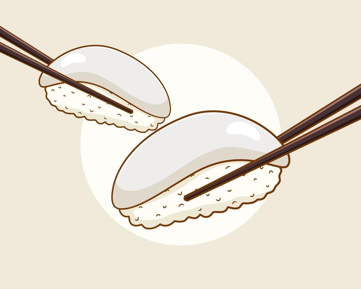 Ika sushi cartoon illustration vector
