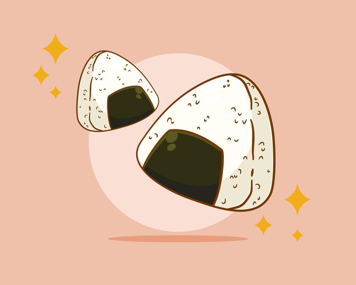 Cute onigiri cartoon illustration vector