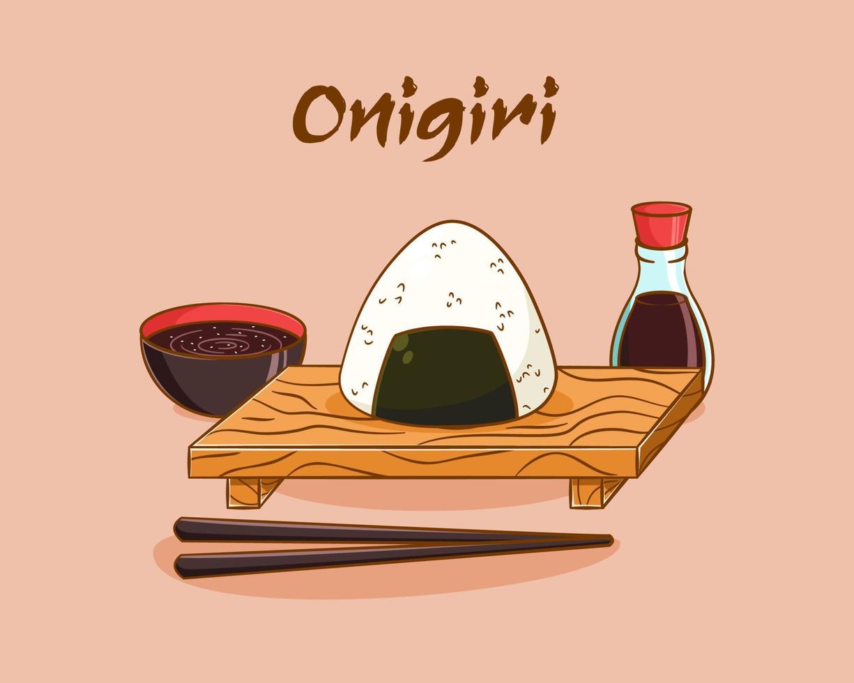 Cute onigiri cartoon illustration vector