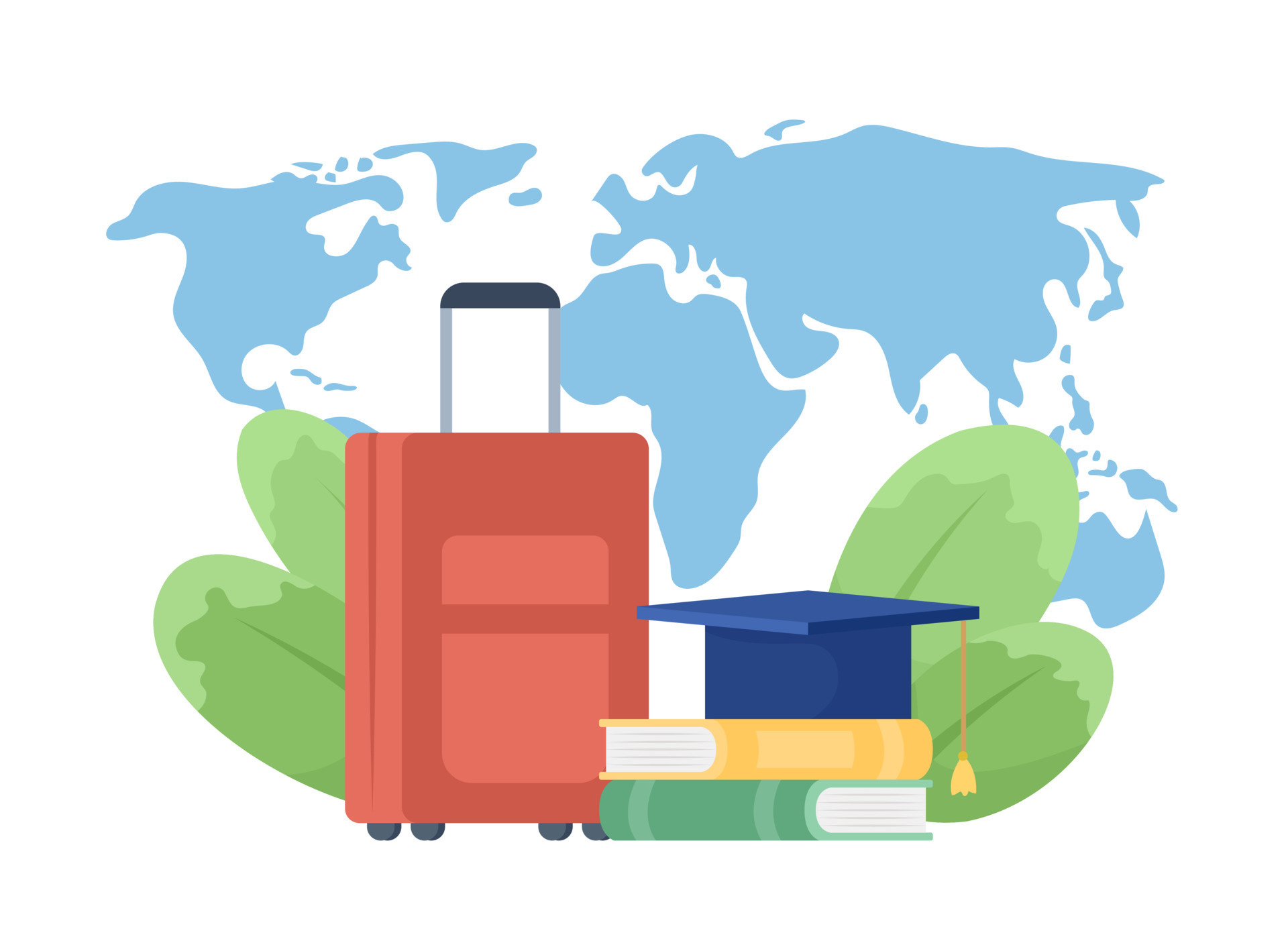 Foreign education objects flat concept vector illustration. Study