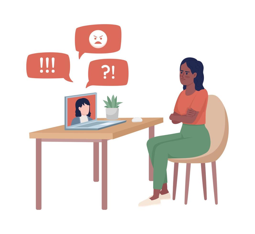 Negative feedback semi flat color vector character. Editable figure. Full body person on white. Simple cartoon style illustration for web graphic design and animation