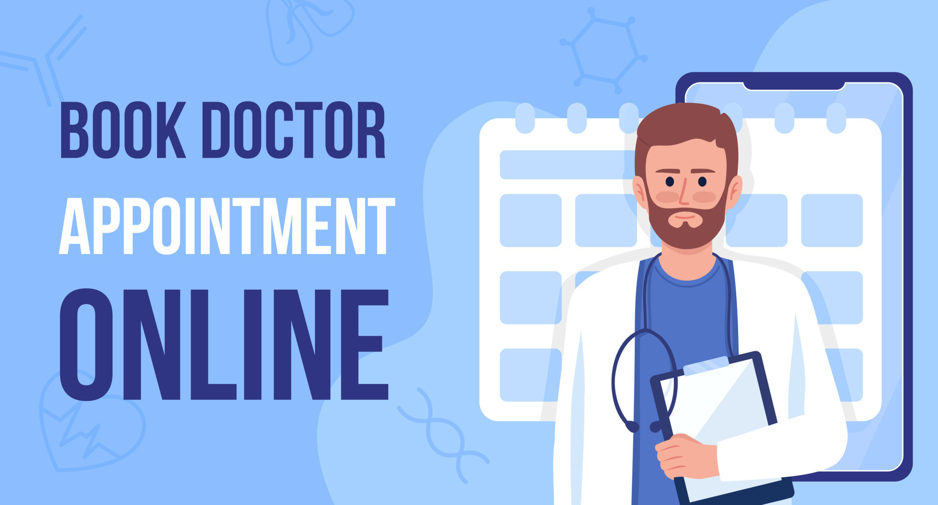 Book doctor appointment online flat vector banner template Making