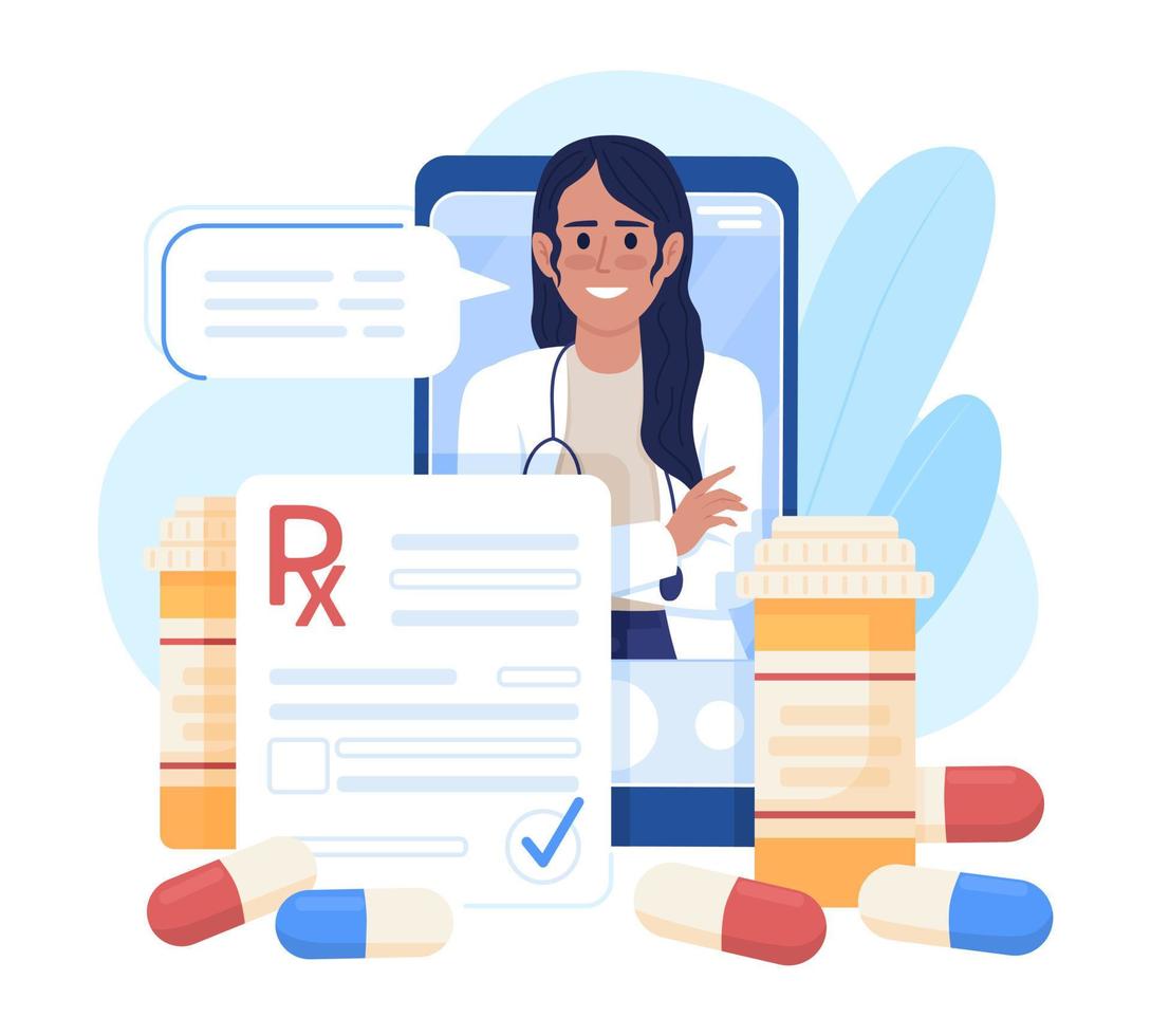 Female doctor in tablet flat concept vector illustration. Online consultation. Editable 2D cartoon characters on white for web design. Telemedicine creative idea for website, mobile, presentation