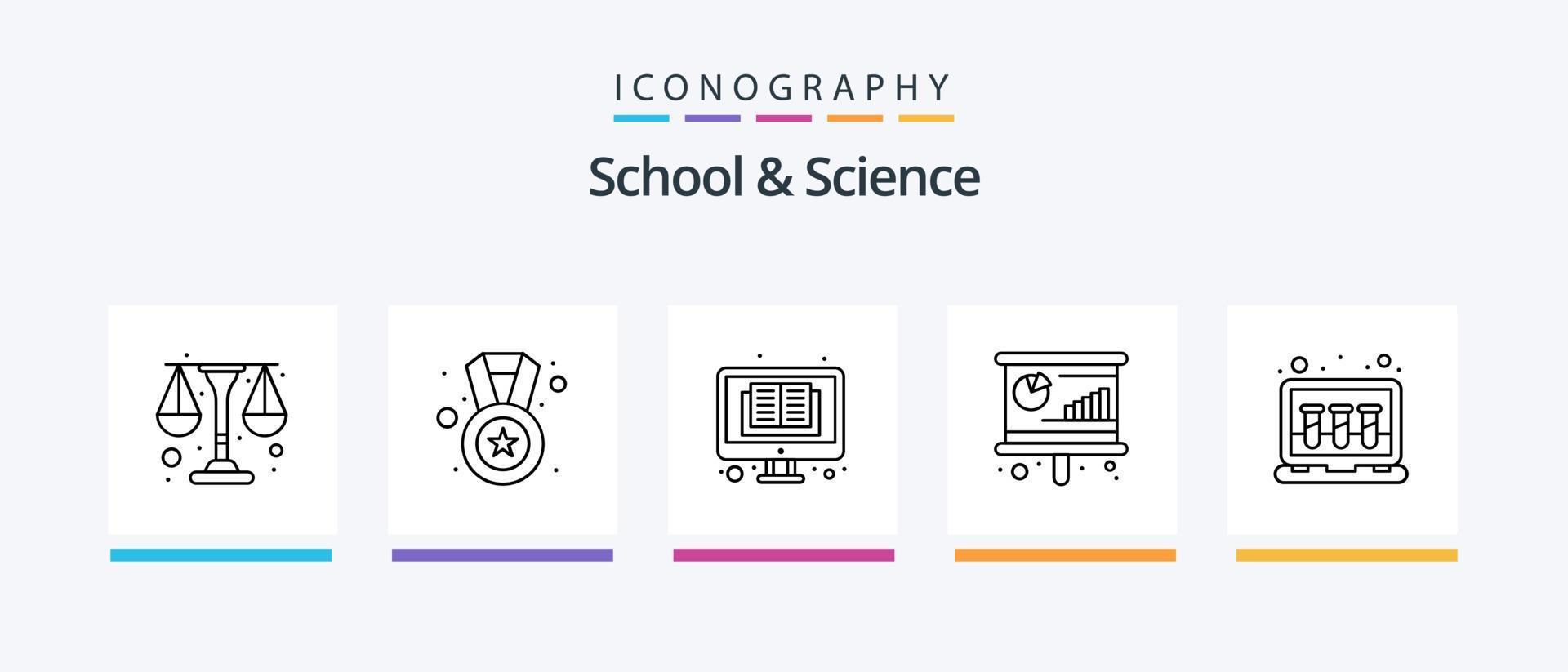 School And Science Line 5 Icon Pack Including molecule. physic. pencil. blogging. Creative Icons Design vector
