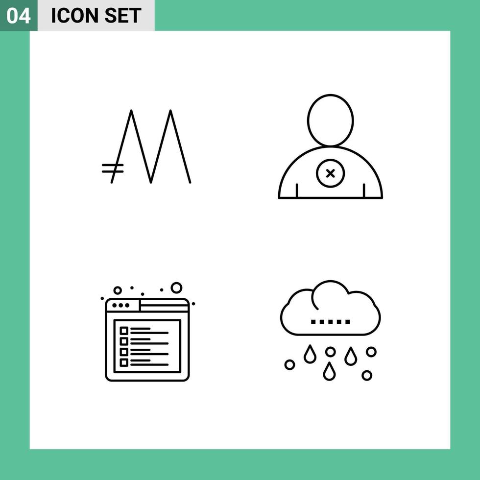 4 Creative Icons Modern Signs and Symbols of mona coin tab crypto currency user cloud Editable Vector Design Elements