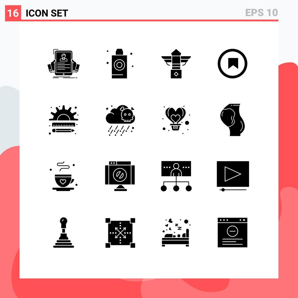 Set of 16 Modern UI Icons Symbols Signs for business tag wash plus canada Editable Vector Design Elements