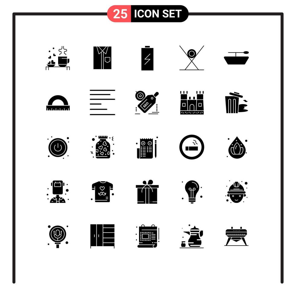Universal Icon Symbols Group of 25 Modern Solid Glyphs of electricity charging clothing charge wear Editable Vector Design Elements