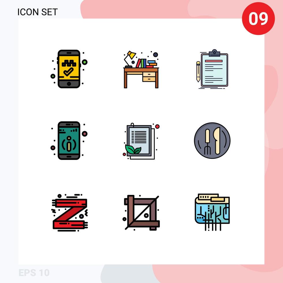 Stock Vector Icon Pack of 9 Line Signs and Symbols for clipboard more contract information clip board Editable Vector Design Elements