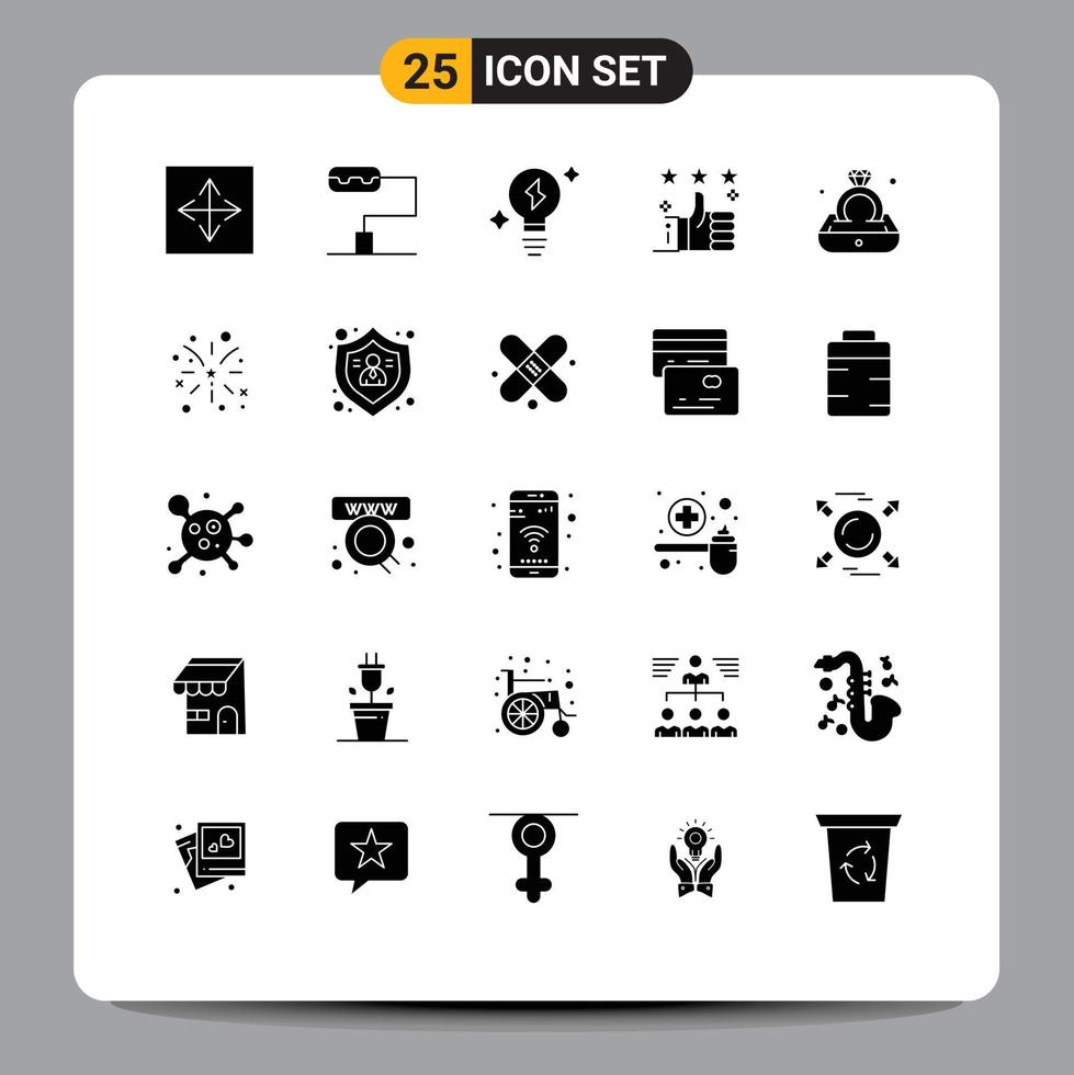 Set of 25 Modern UI Icons Symbols Signs for gift jewelry power diamond up Editable Vector Design Elements