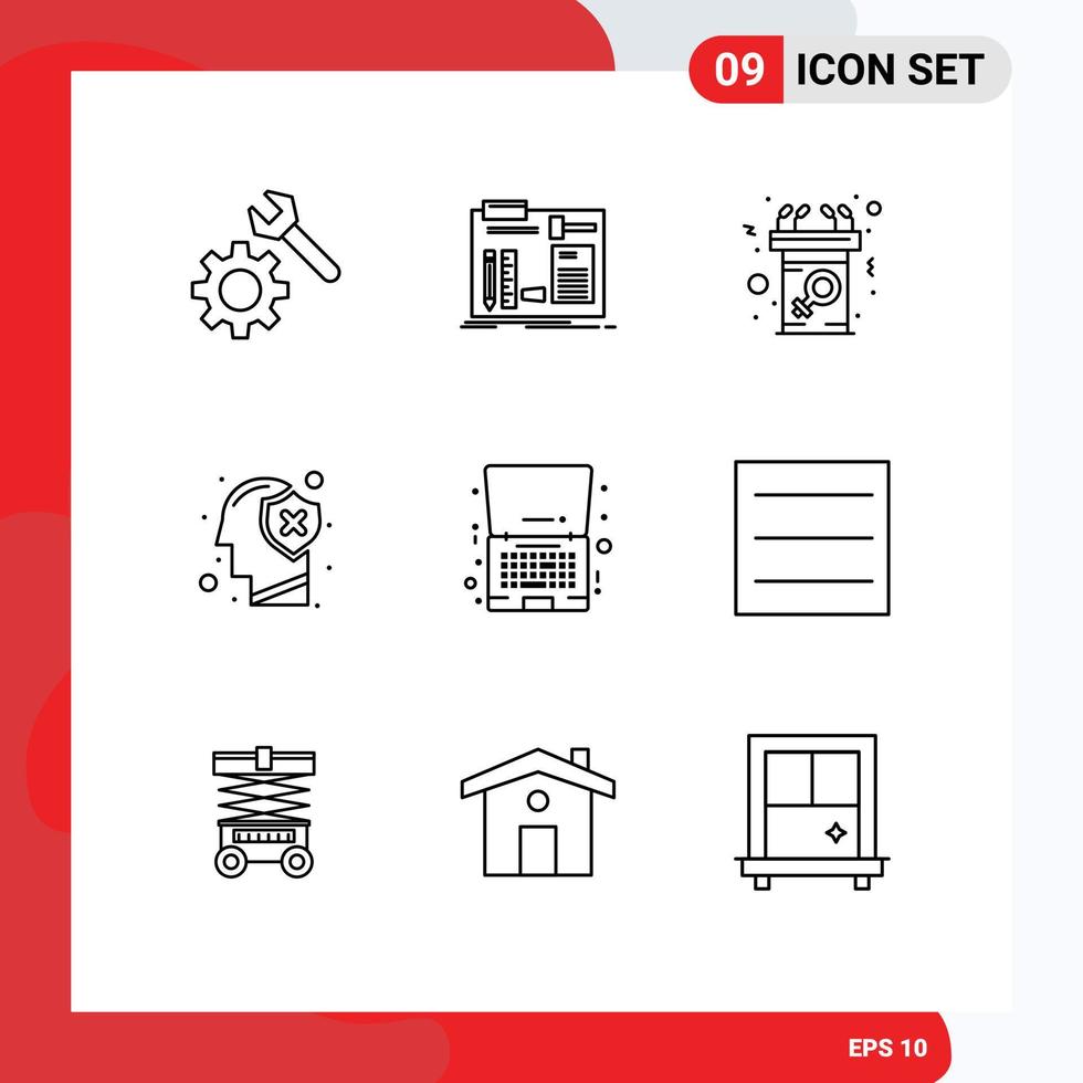 9 Thematic Vector Outlines and Editable Symbols of mind human announcement head speech Editable Vector Design Elements