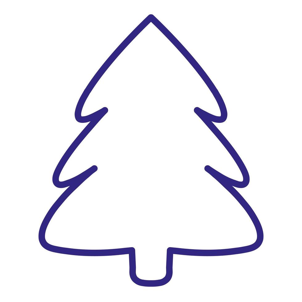 doodle icon christmas tree, pine tree, linear icon, hand drawing vector