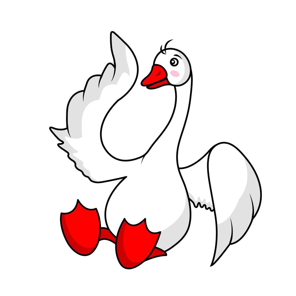 bright vector illustration of goose, poultry, illustration for kids games, hand drawing