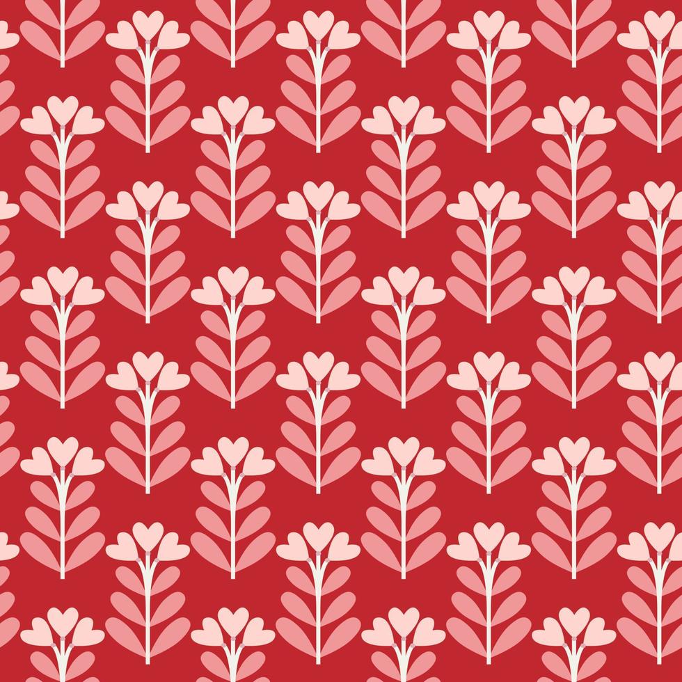 Seamless pattern of pink heart flowers on isolated magenta background. Design for Valentines Day, Wedding, Mothers day celebration, greeting cards, invitations, scrapbooking, home decoration. vector