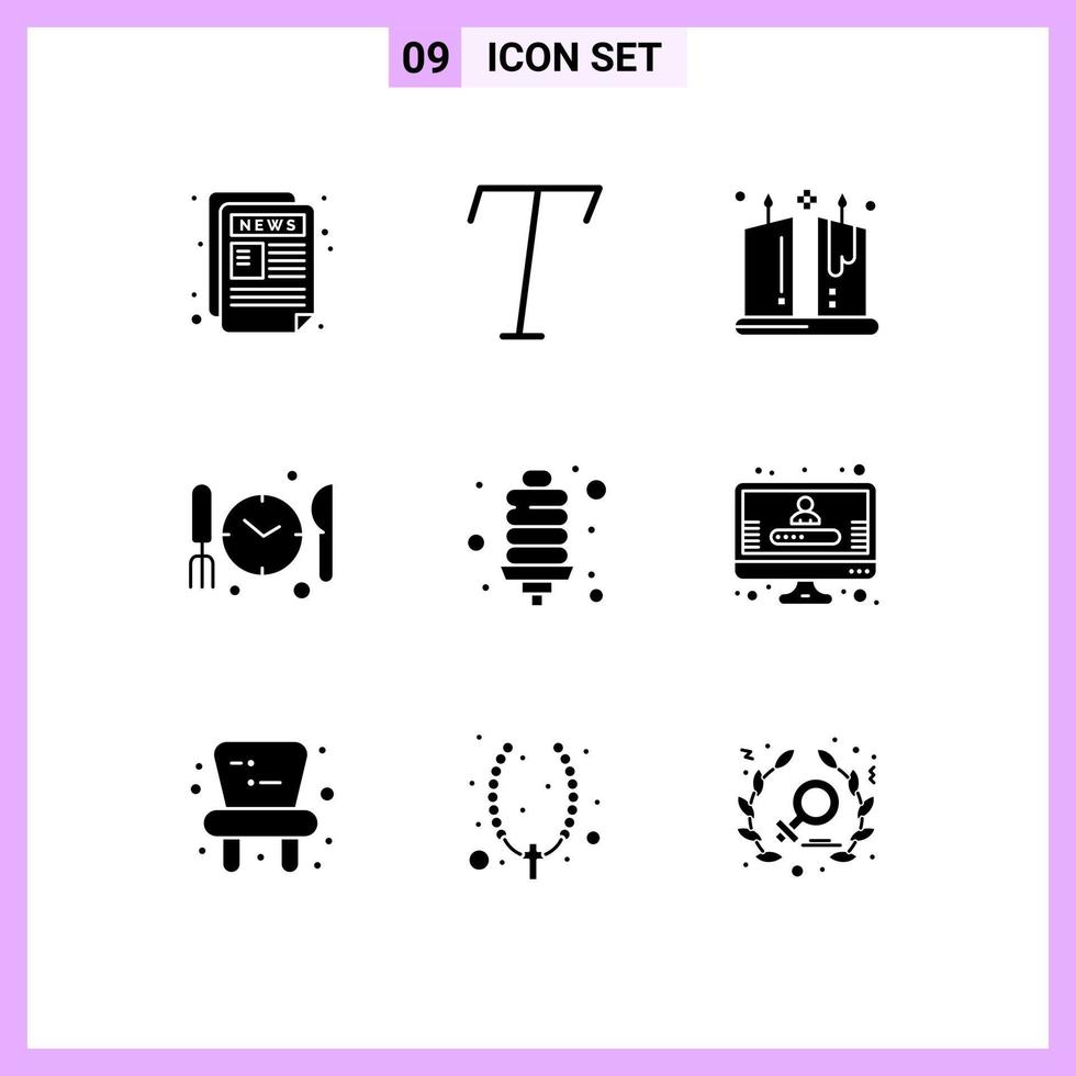 paquete de iconos de vector de stock de 9 signos y símbolos de línea para elementos de diseño de vector editables de tiempo de bombilla de energía de ahorro de energía de cuenta