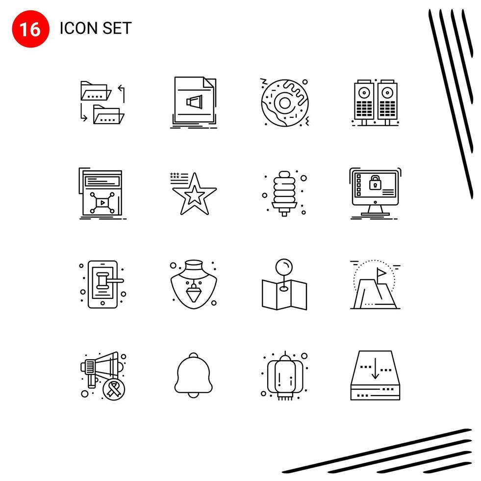 16 Creative Icons Modern Signs and Symbols of page speaker music sound food Editable Vector Design Elements