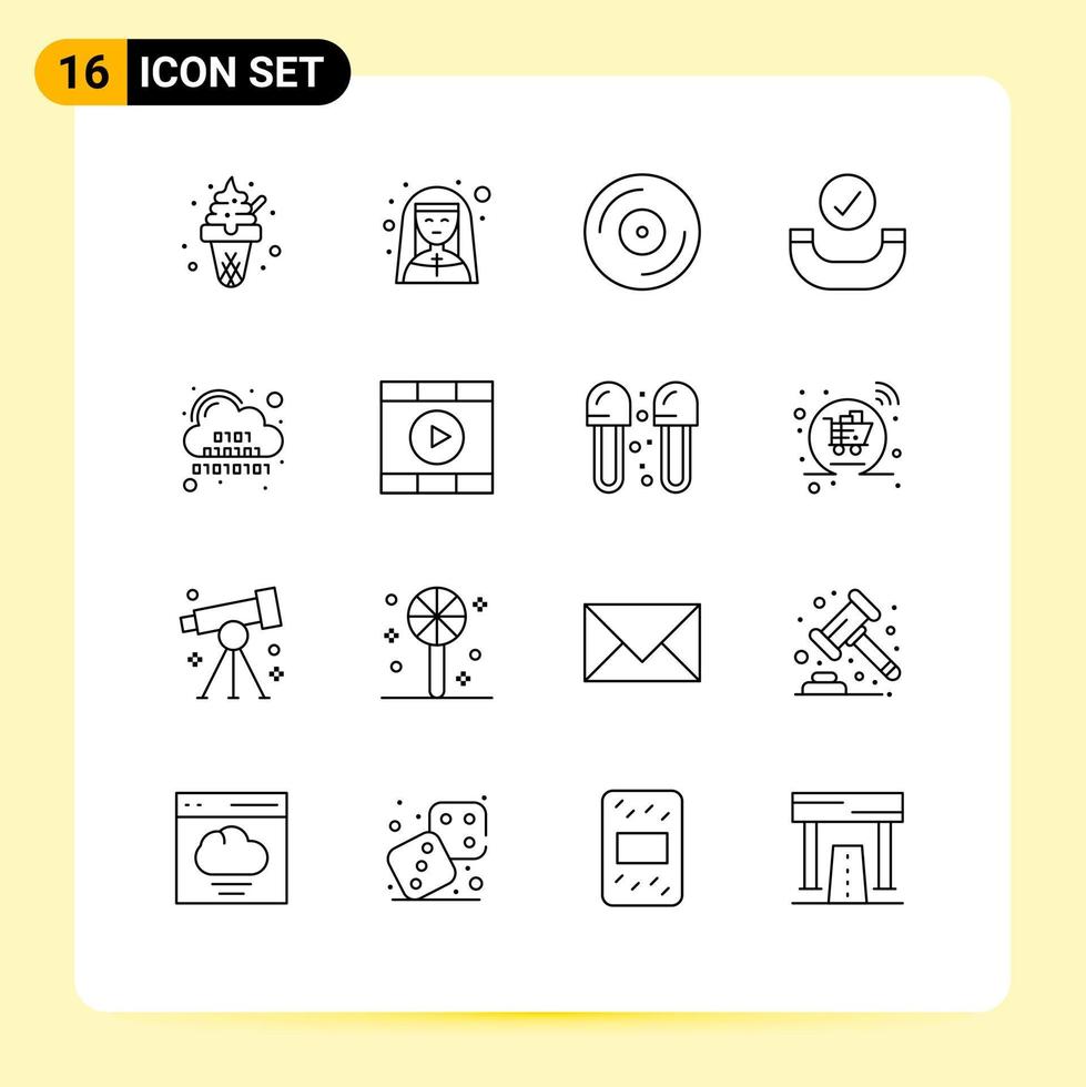 User Interface Pack of 16 Basic Outlines of binary checked profession call turntable Editable Vector Design Elements