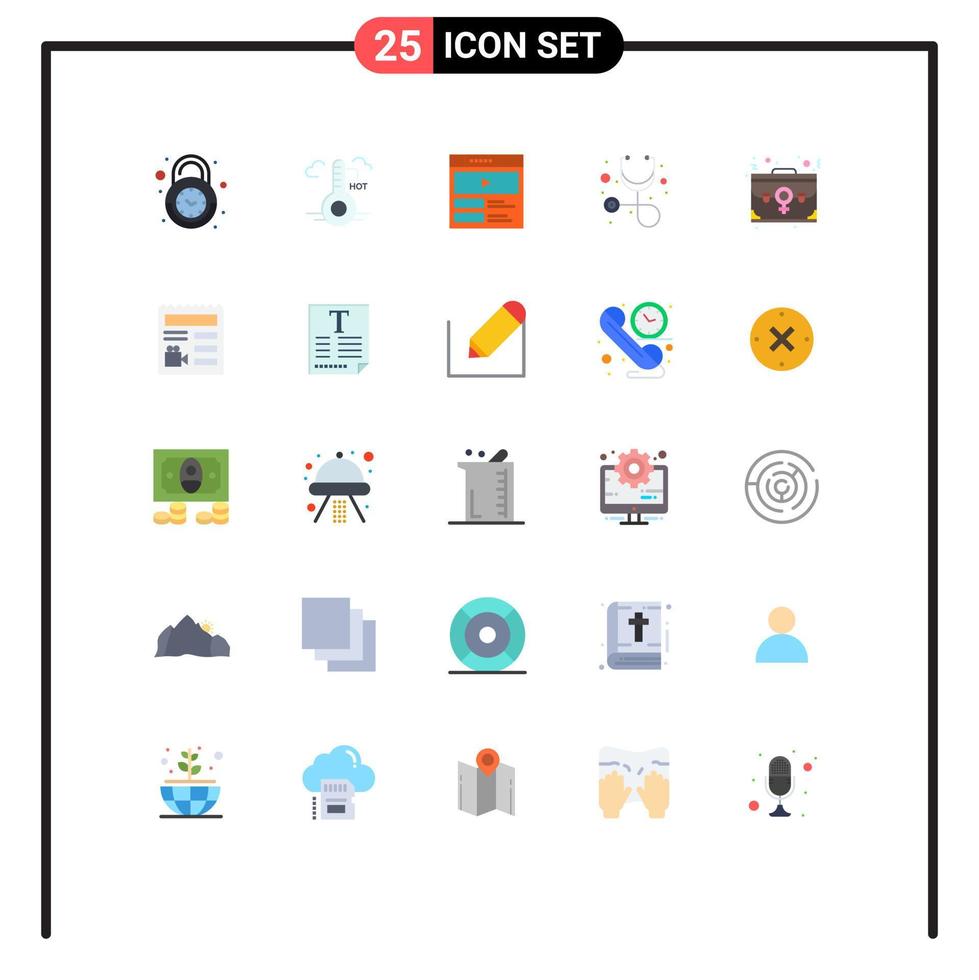 Set of 25 Modern UI Icons Symbols Signs for case stethoscope update healthcare website Editable Vector Design Elements