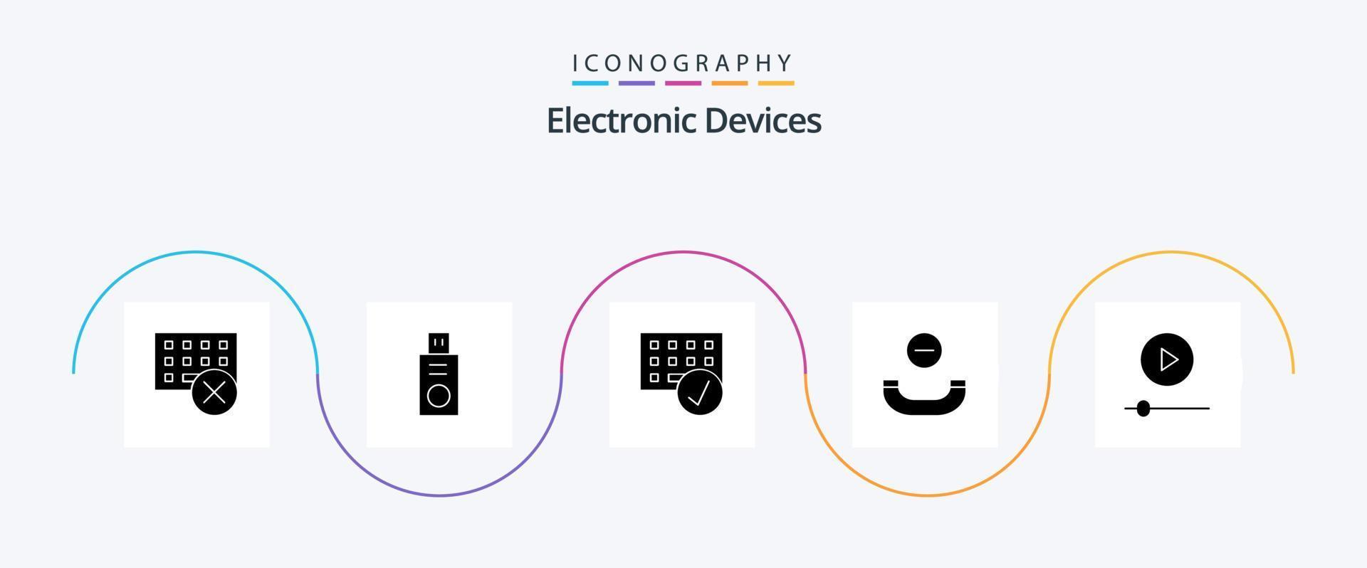 paquete de iconos de glifo 5 de dispositivos que incluye gadgets. colgar. ordenadores. auricular. hardware vector