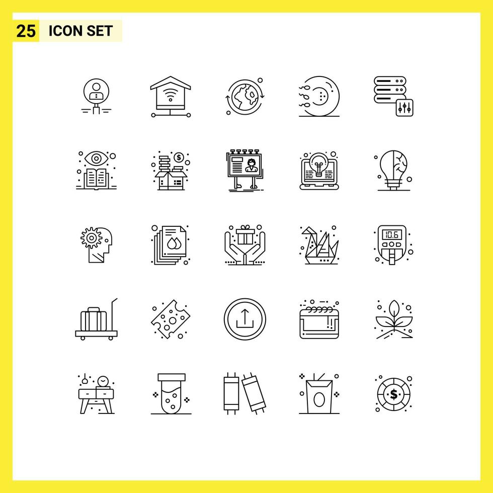 Set of 25 Modern UI Icons Symbols Signs for health fitness security sperm day Editable Vector Design Elements