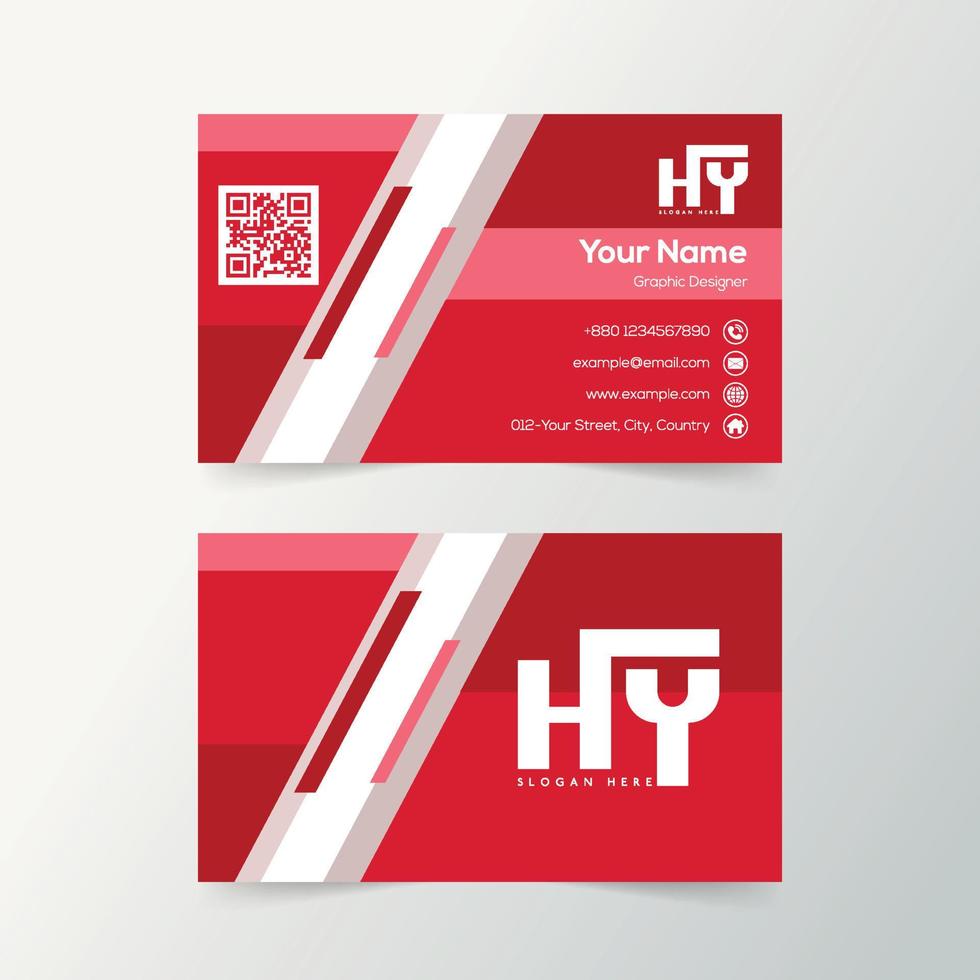 Red and pink square shaped office business card template vector