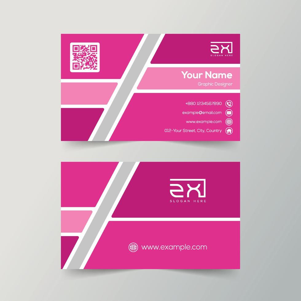Corporate business card template with magenta and pink shapes vector