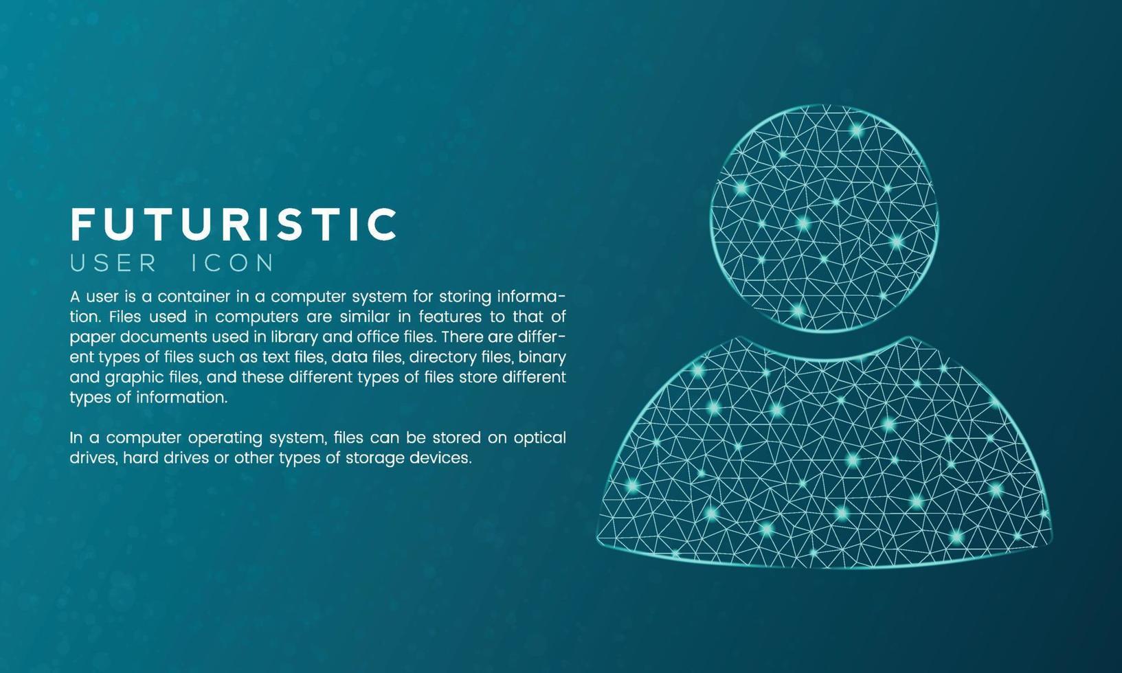 Blue futuristic user or people icon concept with polygon node connected dots and neon effect vector