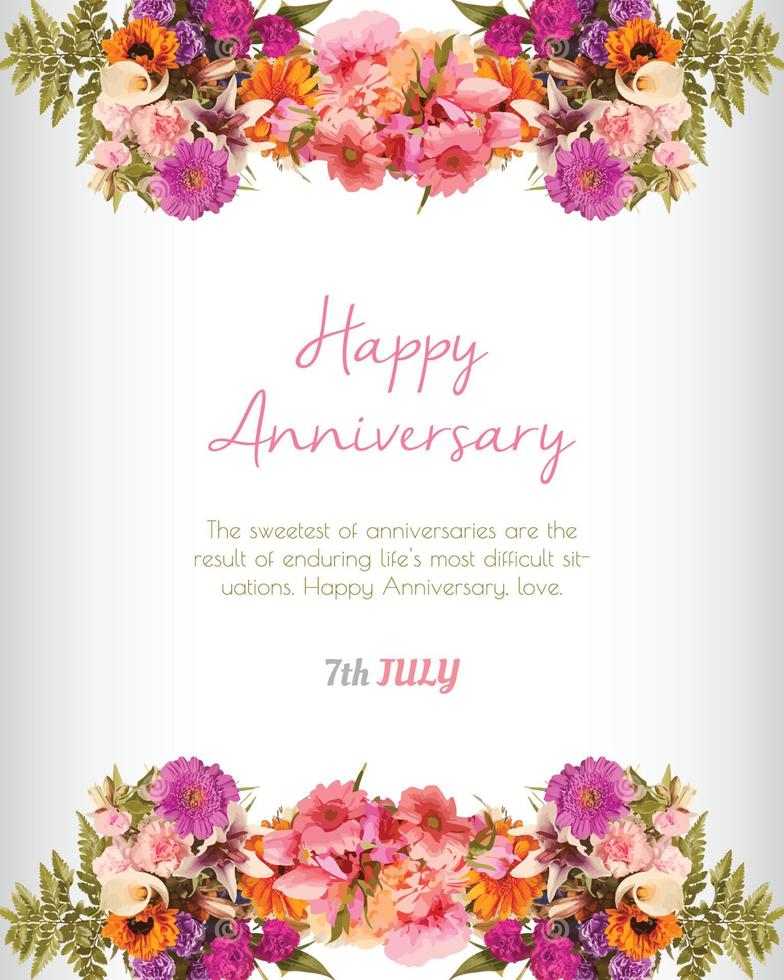 Weeding and anniversary invitation card with multiple floral background vector