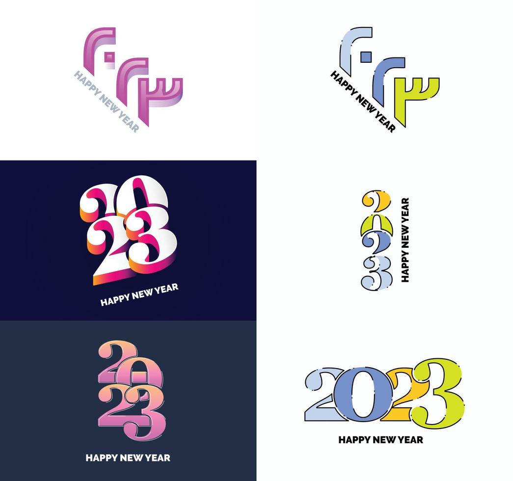 Big Collection of 2023 Happy New Year symbols Cover of business diary for 2023 with wishes vector